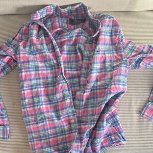 Vineyard Vines Kids Plaid Shirt in Pink and Blue